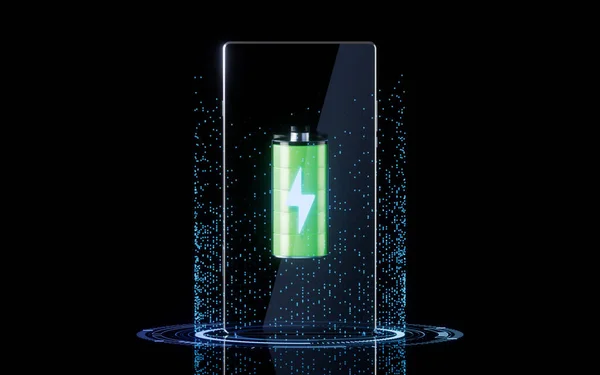 Telefone Celular Bateria Renderização Desenho Digital — Fotografia de Stock
