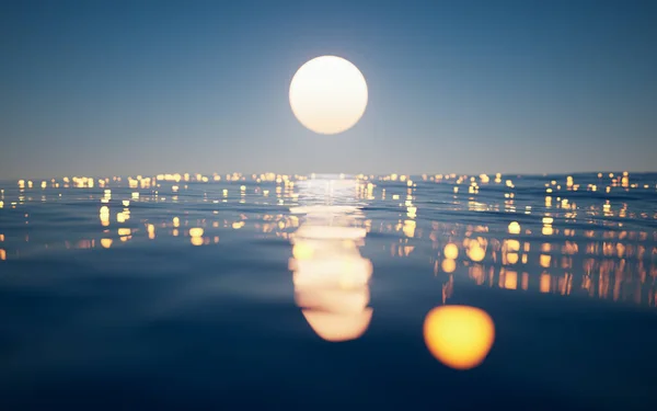 Pęknięte Jezioro Świecącymi Cząsteczkami Renderowanie Rysunek Cyfrowy — Zdjęcie stockowe