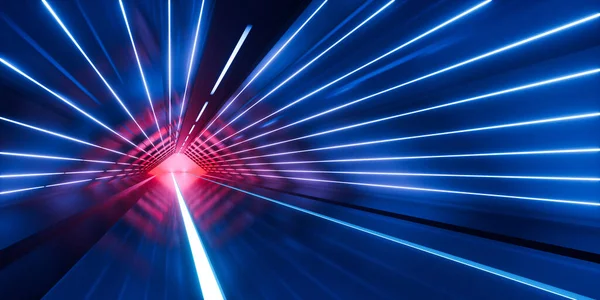 Mörk Tunnel Med Glödande Ljus Belyst Återgivning Digital Ritning — Stockfoto