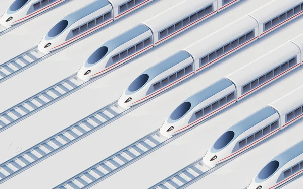 Fehér Nagysebességű Vasúti Golyóvonat Renderelés Digitális Rajz — Stock Fotó