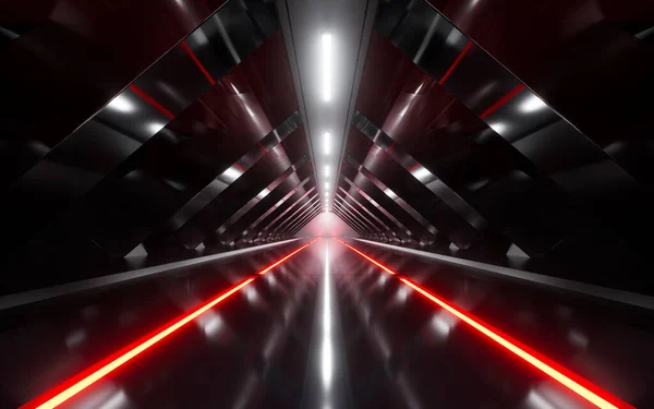 Túnel Oscuro Con Luz Brillante Iluminada Representación Dibujo Digital — Foto de Stock