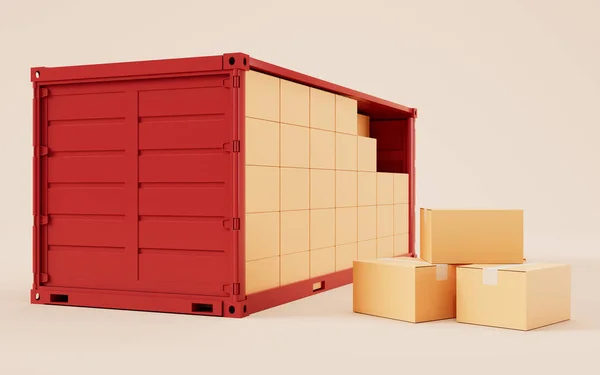 Verpackungsbox Und Behälter Rendering Digitale Zeichnung — Stockfoto
