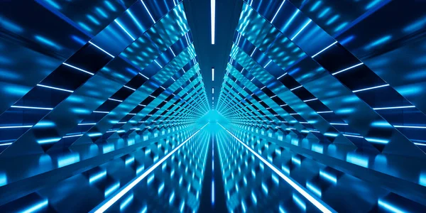輝く光で暗いトンネル 3Dレンダリング デジタルドローイング — ストック写真