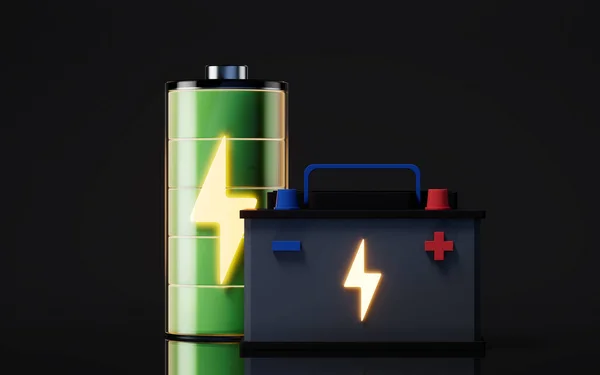 Akumulator Energii Akumulatora Samochodowego Energii Elektrycznej Renderowania Rysunek Cyfrowy — Zdjęcie stockowe