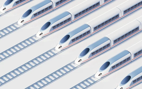 白色高速火车 3D渲染 数字绘图 — 图库照片
