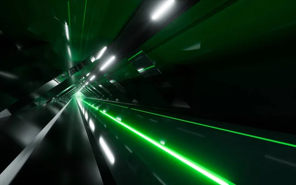 Donkere Tunnel Met Gloeiend Licht Verlicht Weergave Digitale Tekening — Stockfoto