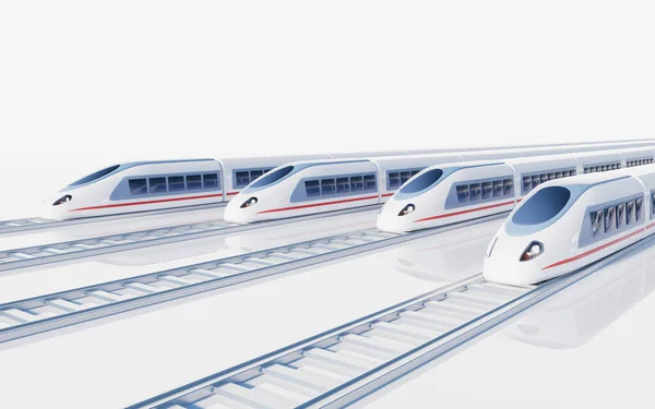 White high speed railway bullet train, 3d rendering. Digital drawing.