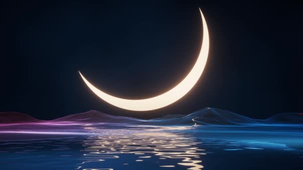 Digital Space Moonlight Rendering — Stock Video