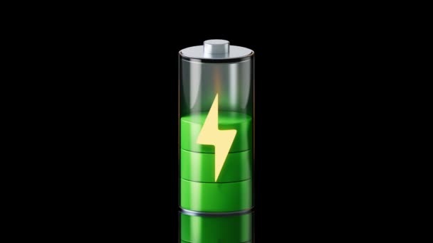 Loop Animation Fast Charge Battery Black Background Rendering Motion Graphic — Stock Video