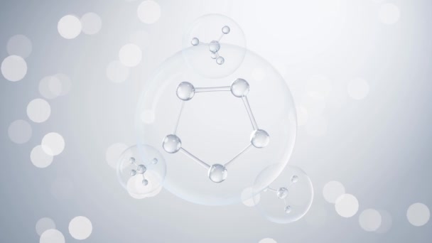Molécula Química Com Fundo Azul Renderização Gráfico Movimento — Vídeo de Stock
