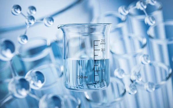 Хімічний Скляний Посуд Лабораторії Рендеринг Цифровий Малюнок — стокове фото