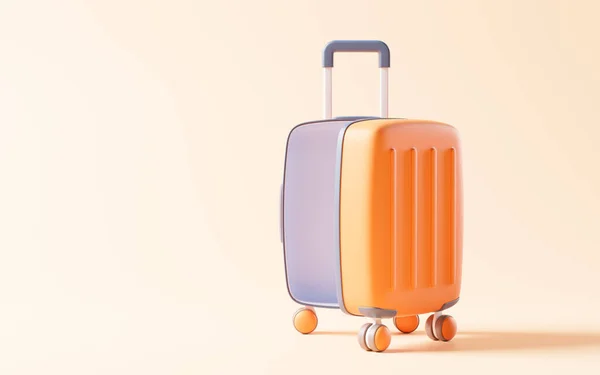 Cartoon style luggage with travel theme, 3d rendering. Digital drawing.