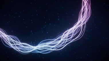Abstract wave gradient curves and particles, 3d rendering.