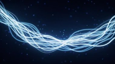 Abstract wave gradient curves and particles, 3d rendering.