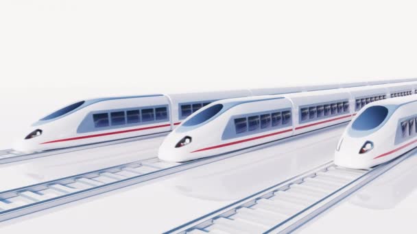 White High Speed Railway Bullet Train Rendering — Vídeos de Stock