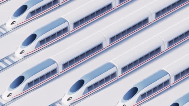 White High Speed Railway Bullet Train Rendering — Stok video