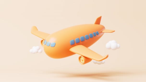 Loop Animation Airplane Cartoon Style Rendering — Stockvideo