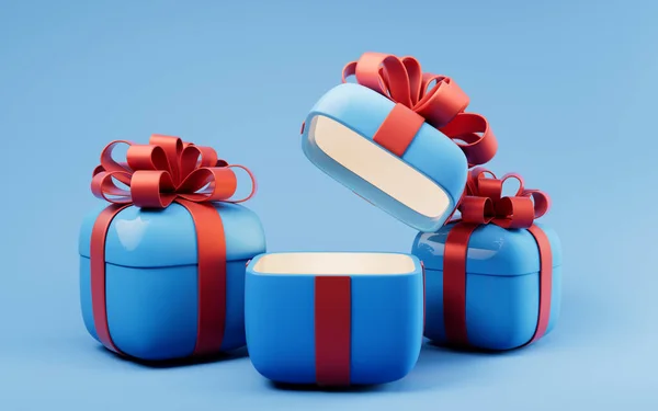 Gift box with cartoon style, 3d rendering. Digital drawing.