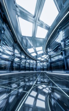 Sever racks and data center, big data and cloud computing concept, 3d rendering. Digital drawing.