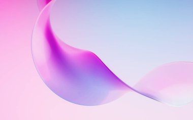 Flowing wave transparent glass cloth, 3d rendering. Digital drawing.