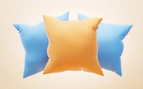 Soft and inflatable throw pillows, 3d rendering. Digital drawing.