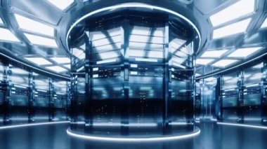 Sever racks and data center, big data and cloud computing concept, 3d rendering.