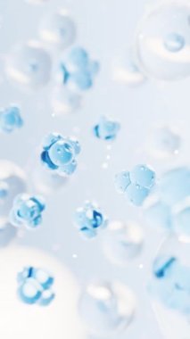 Biyoteknoloji ve kozmetik konsepte sahip şeffaf hücre, 3D görüntüleme.