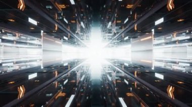 Digital cyberspace tunnel, technology background, 3d rendering.