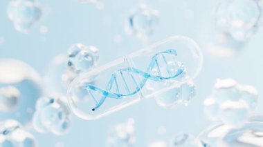 Medical capsule with biomedical concept, 3d rendering.