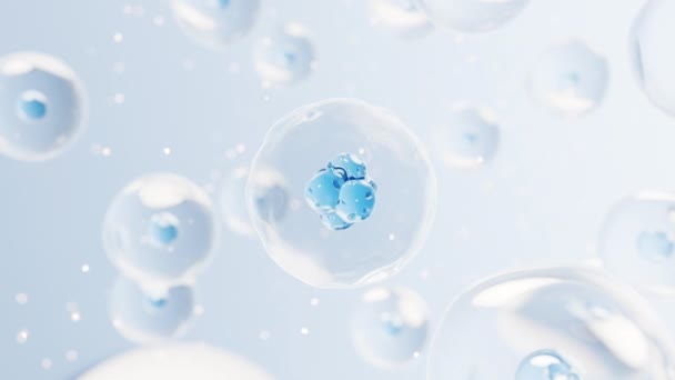 Célula Transparente Com Biotecnologia Conceito Cosmético Renderização — Vídeo de Stock