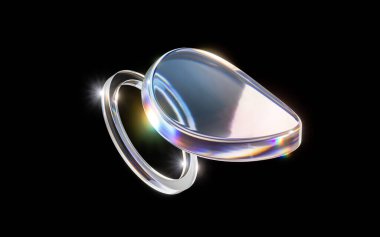 Dağılmış renkli eğri camlı, 3 boyutlu. Dijital çizim.