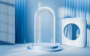 Geometri arkaplanlı boş sahne, 3 boyutlu görüntüleme. Dijital çizim.