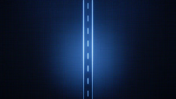 Highway Väg Med Digital Utrymme Bakgrund Rendering Digital Ritning — Stockfoto