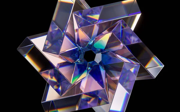 玻璃几何与分散的颜色 3D渲染 数字绘图 — 图库照片