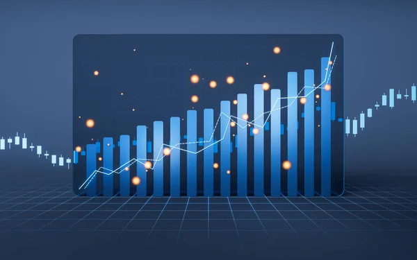 Statistisk Diagram Med Forretningsøkonomisk Konsept Utførelse Digital Tegning – stockfoto
