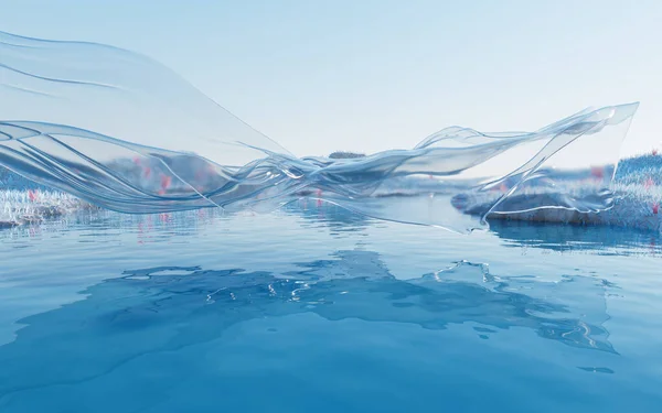 Зрізане Озеро Прозорою Тканиною Візуалізація Цифровий Малюнок — стокове фото