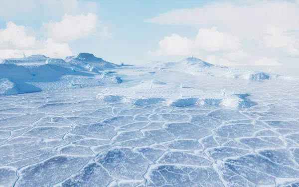 冰原与裂缝模式 3D渲染 计算机数字绘图 — 图库照片