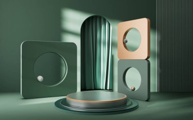 Geometri arkaplanlı boş sahne, 3 boyutlu görüntüleme. Dijital çizim.