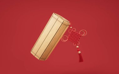 Retro Chinese acient bamboo slip, 3d rendering. Digital drawing.