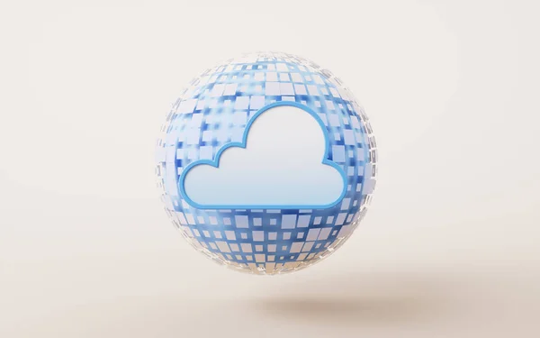 Cloud Computing Digitaalisella Pallolla Renderöinti Digitaalinen Piirustus — kuvapankkivalokuva