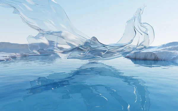 Dalgalı Göl Şeffaf Bez Akışı Boyutlu Görüntüleme Dijital Çizim Telifsiz Stok Imajlar