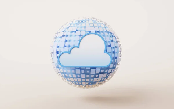 Cloud Computing Met Digitale Sfeer Rendering Digitale Tekening Stockfoto