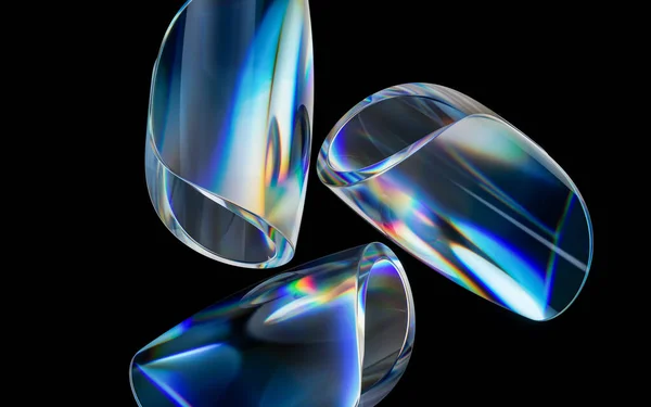 Kleurrijk Kromme Glas Met Dispersie Rendering Digitale Tekening Rechtenvrije Stockfoto's