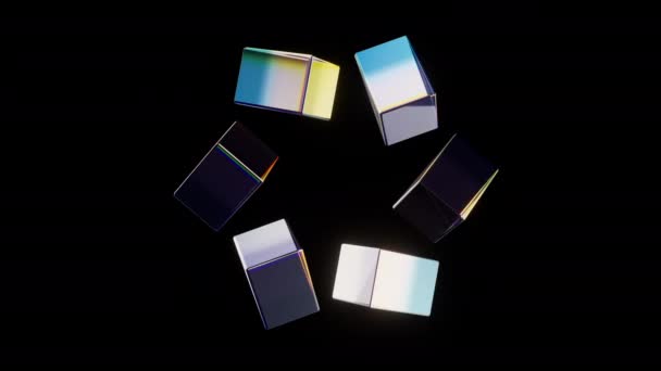 Geometrías Vidrio Con Colores Dispersión Representación — Vídeos de Stock