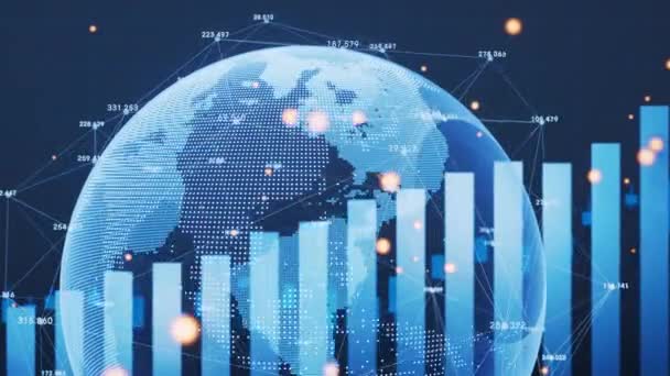 Digitální Země Finančním Grafem Vykreslování — Stock video