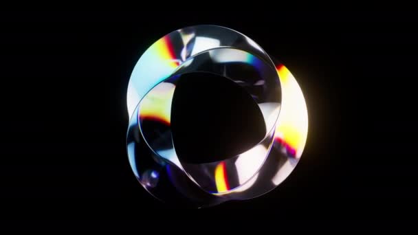 Rotación Lazo Vidrio Curva Colores Con Dispersión Renderizado — Vídeos de Stock