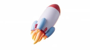 Roketin alfa kanalı ile döngü canlandırması, 3D görüntüleme.