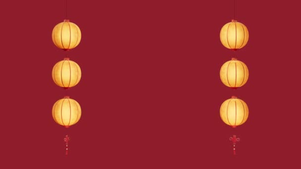 Петля Китайских Древних Фонарей Альфа Канал Рендеринг — стоковое видео