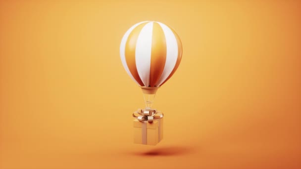 Loop Animatie Van Heteluchtballon Geschenkdoos Rendering — Stockvideo