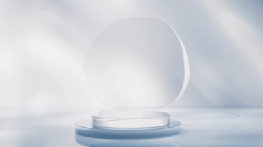 Şeffaf cam sahne arkaplanı, 3D görüntüleme.